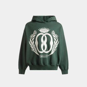 Foiled Hooded Sweatshirt In Kelly Green Cotton